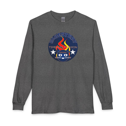 Equestrian Bluestray Time & Fashion Long Sleeve Tee — Flame Horse Logo
