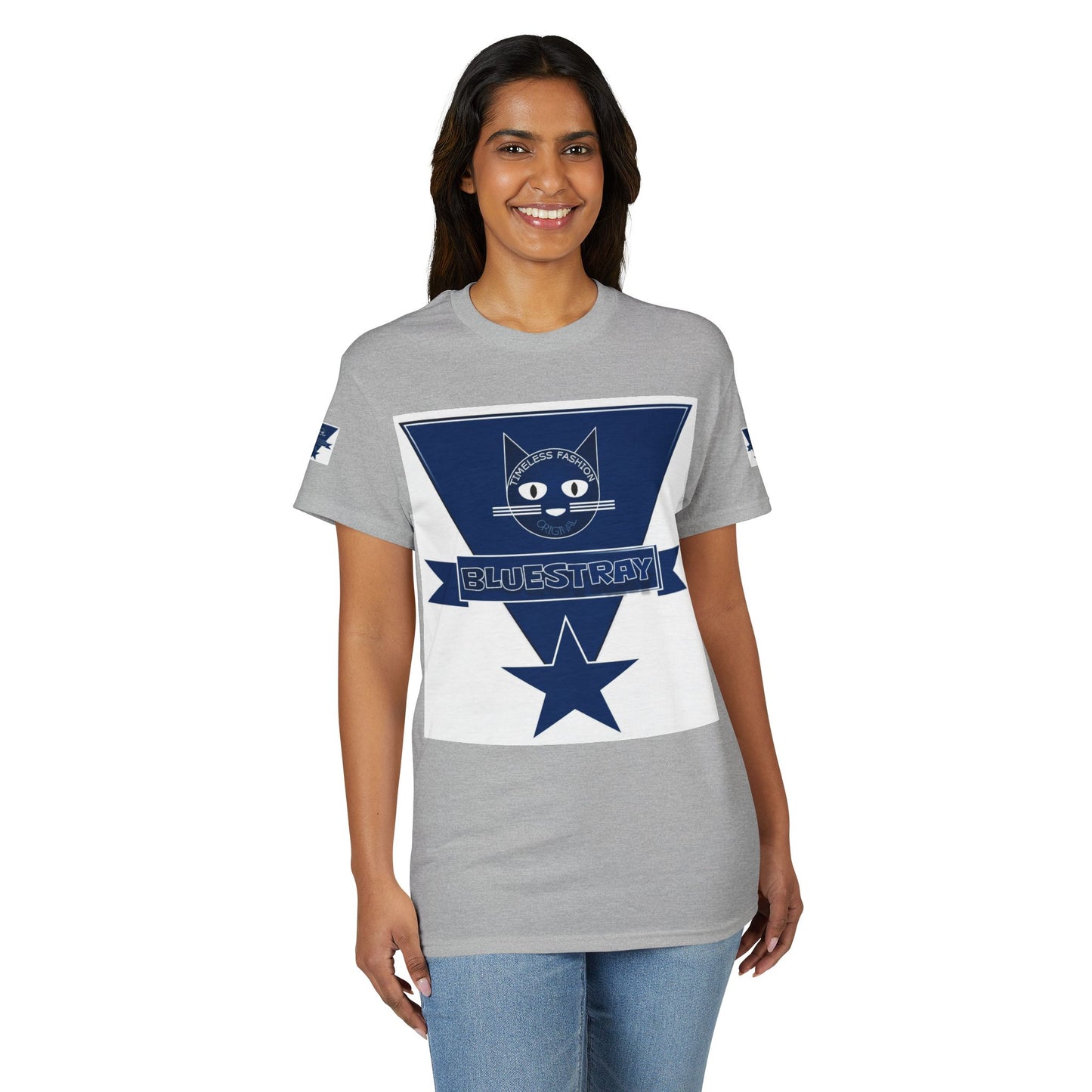 Bluestray Cat Graphic T-Shirt — Retro Star Logo Tee