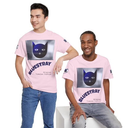 Bluestray Cat Graphic Tee — Retro Blue Cat Design