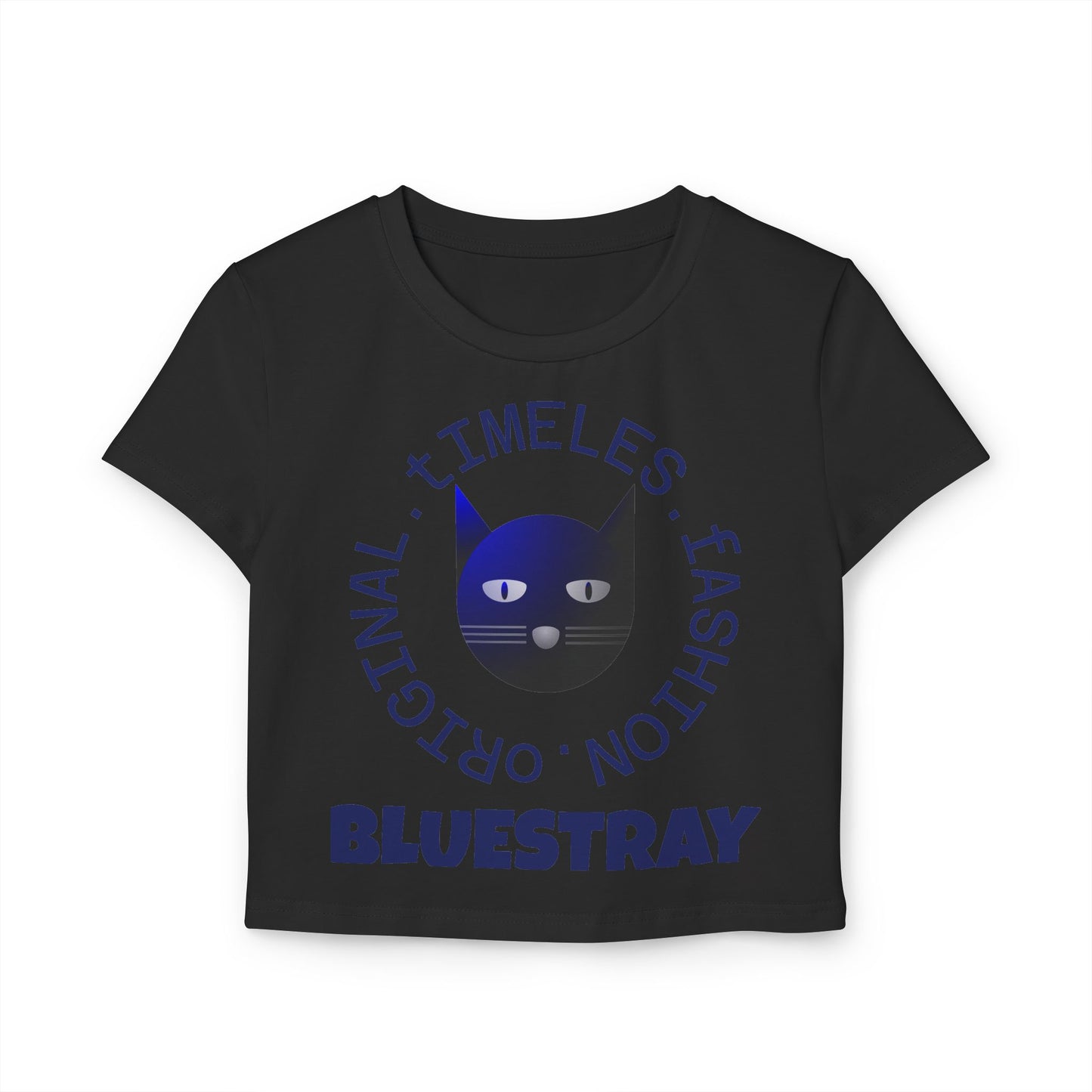 Women's Baby Tee — 'Bluestray' Cat Graphic Crop Top