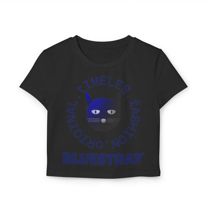 Women's Baby Tee — 'Bluestray' Cat Graphic Crop Top