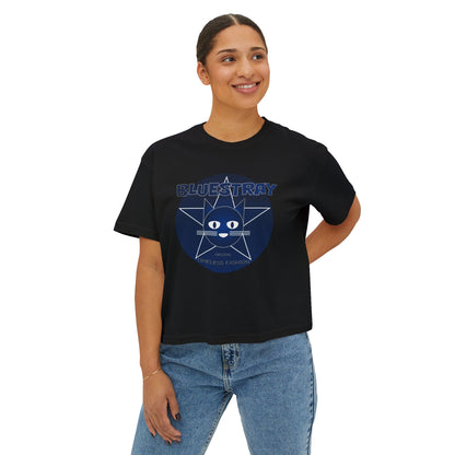Bluestray Cat Graphic Tee — Women's Boxy Casual Top