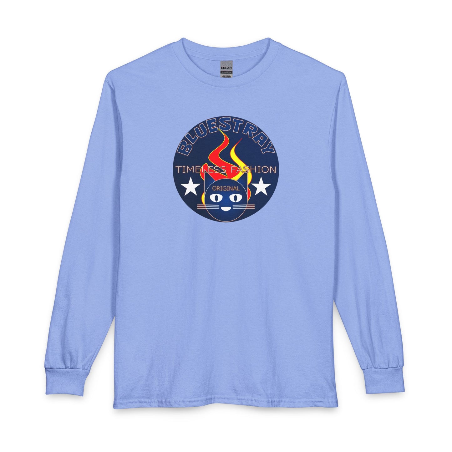 Equestrian Bluestray Time & Fashion Long Sleeve Tee — Flame Horse Logo