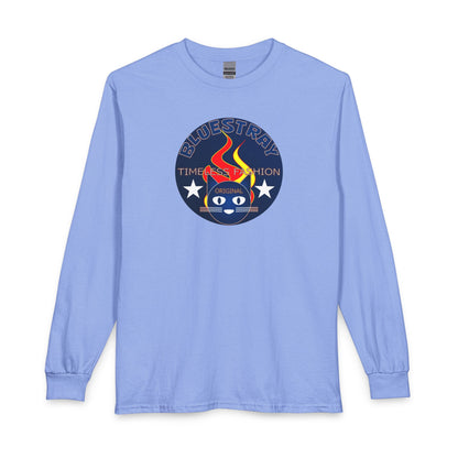 Equestrian Bluestray Time & Fashion Long Sleeve Tee — Flame Horse Logo