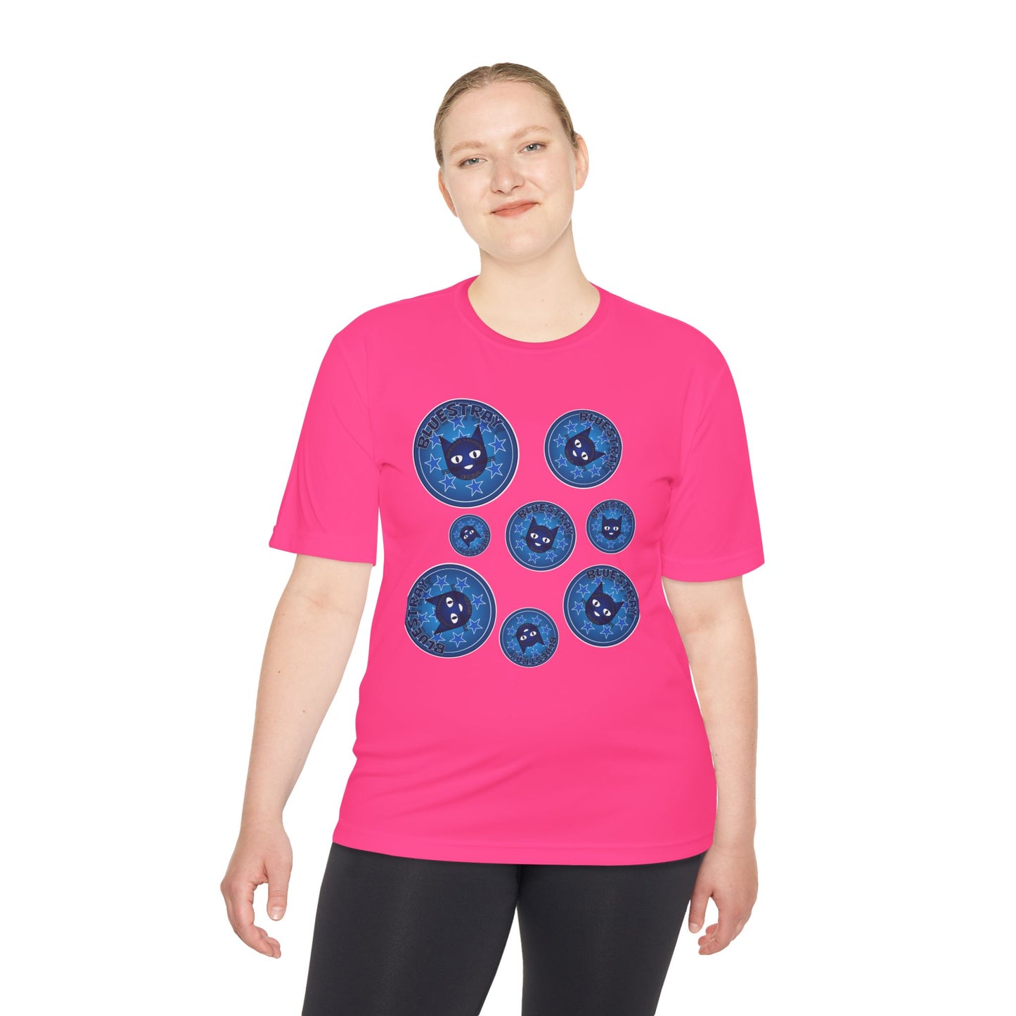 Blue Cat Galaxy Tee — "Bluestray" Graphic Moisture-Wicking Shirt
