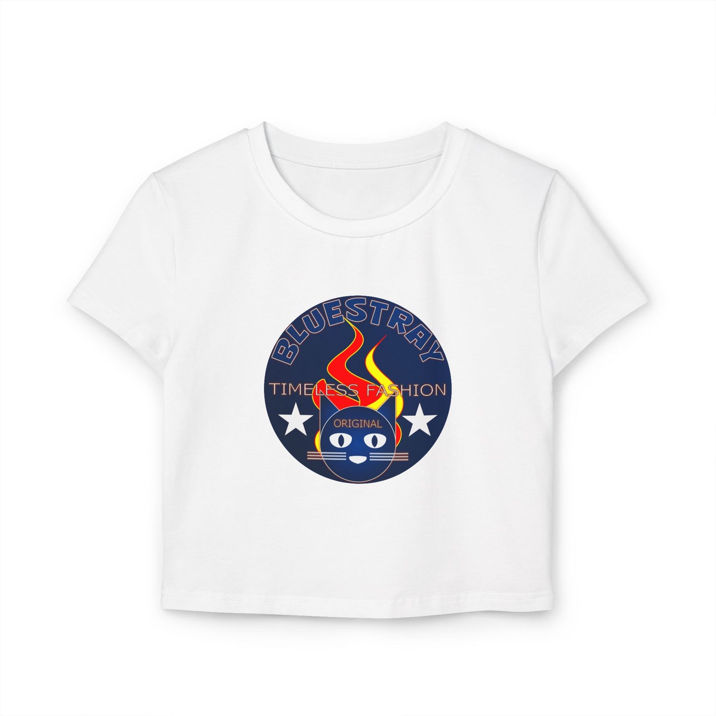 Women’s Baby Tee — Bluestray Flame Cat Logo Crop Top