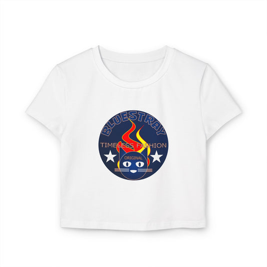 Women’s Baby Tee — Bluestray Flame Cat Logo Crop Top
