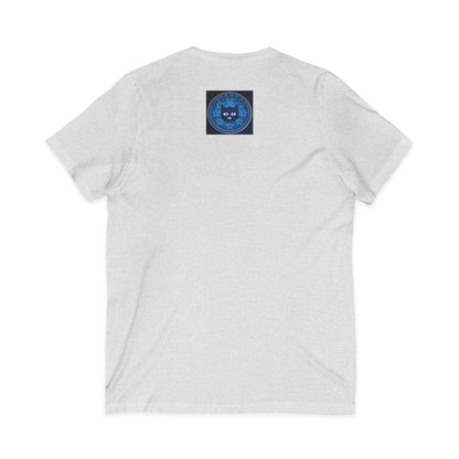 Bluestray Cat V-Neck Tee — Retro Night Sky Cat Graphic Shirt