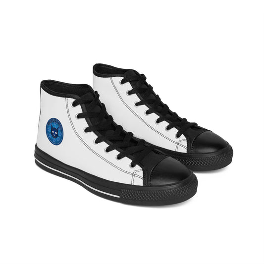 Women's Classic Sneakers — White High-Top with Bluestray Cat Patch