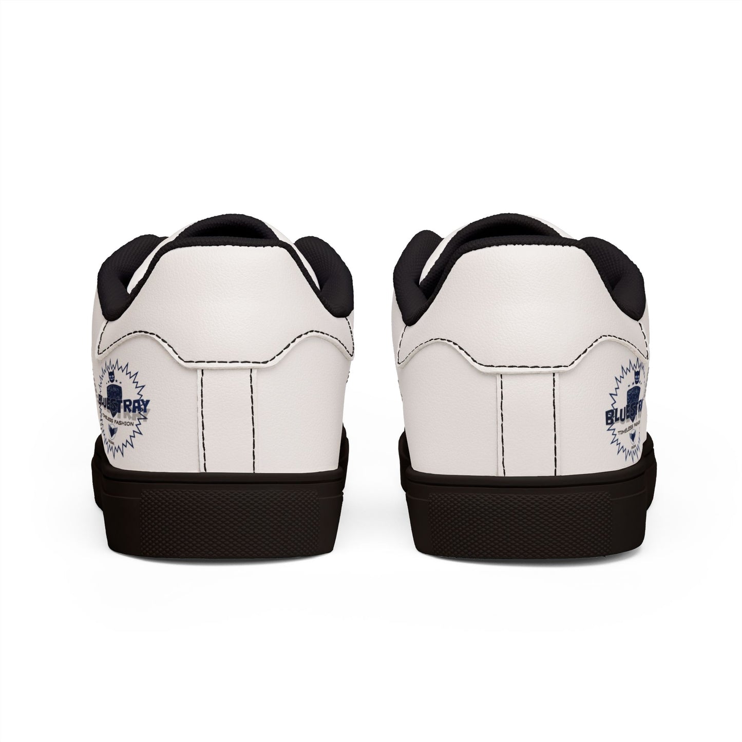 Bluestray Leather Low-Top Sneakers — Classic White Casual Shoes with Subtle Crest Accent