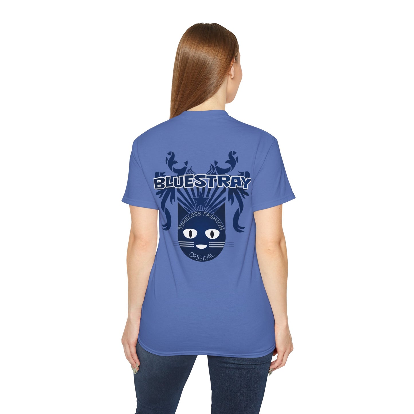 Bluestray Cat Graphic Tee — Retro Nautical Cat Design