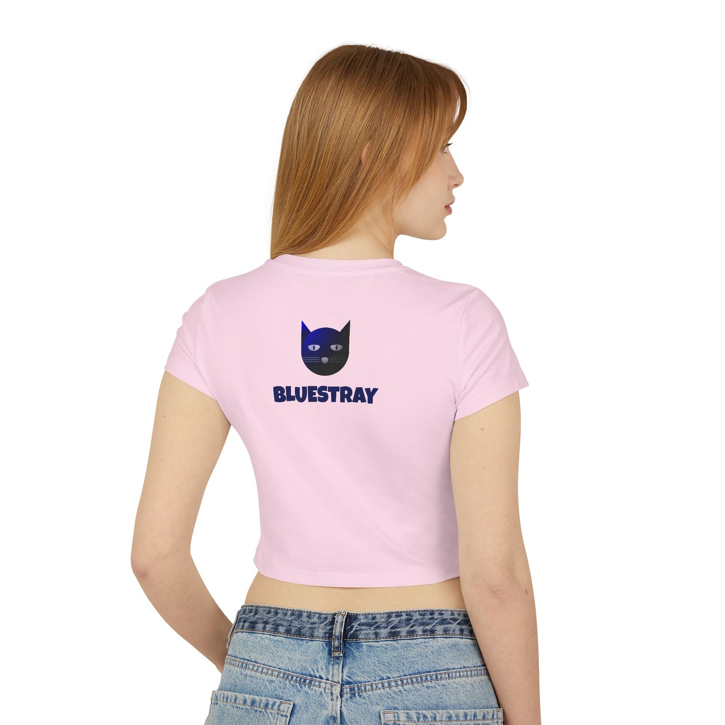 Women's Baby Tee — 'Bluestray' Cat Graphic Crop Top