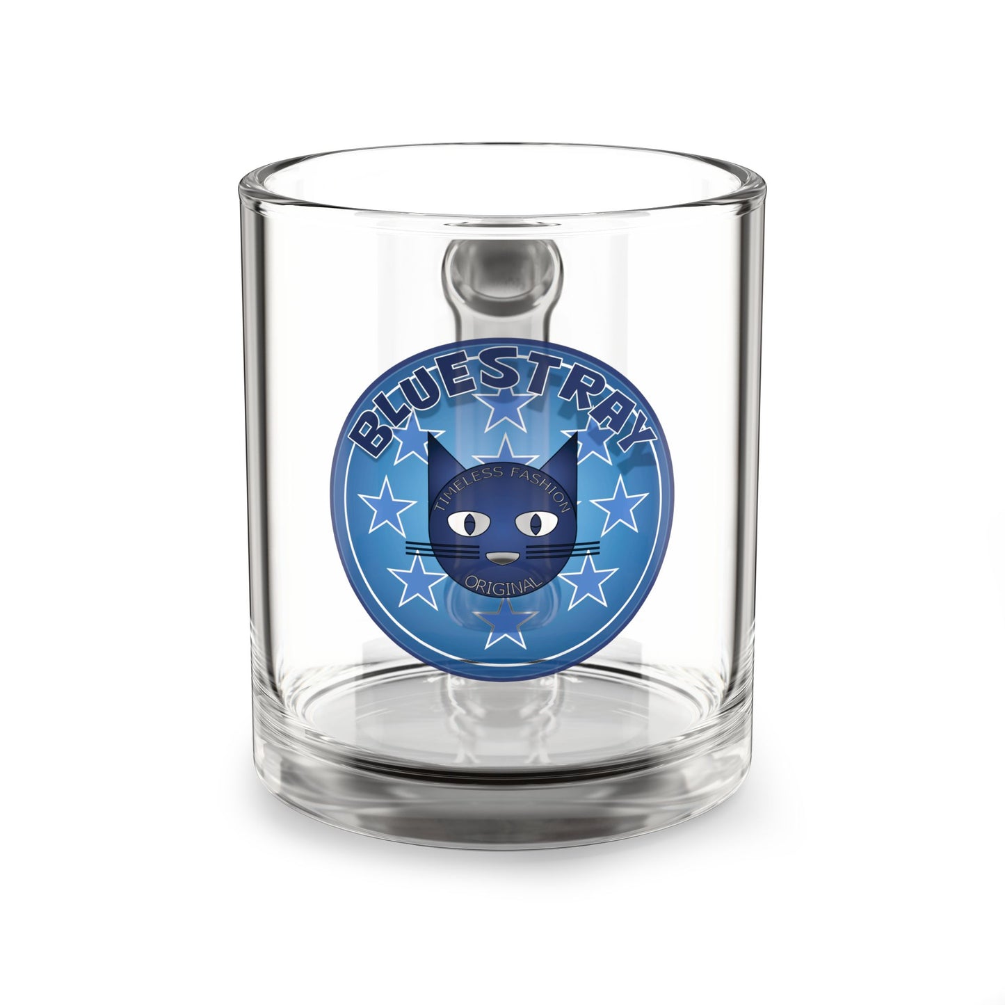 Glass Mug — Bluestray Cat Emblem 10oz Clear Coffee Cup