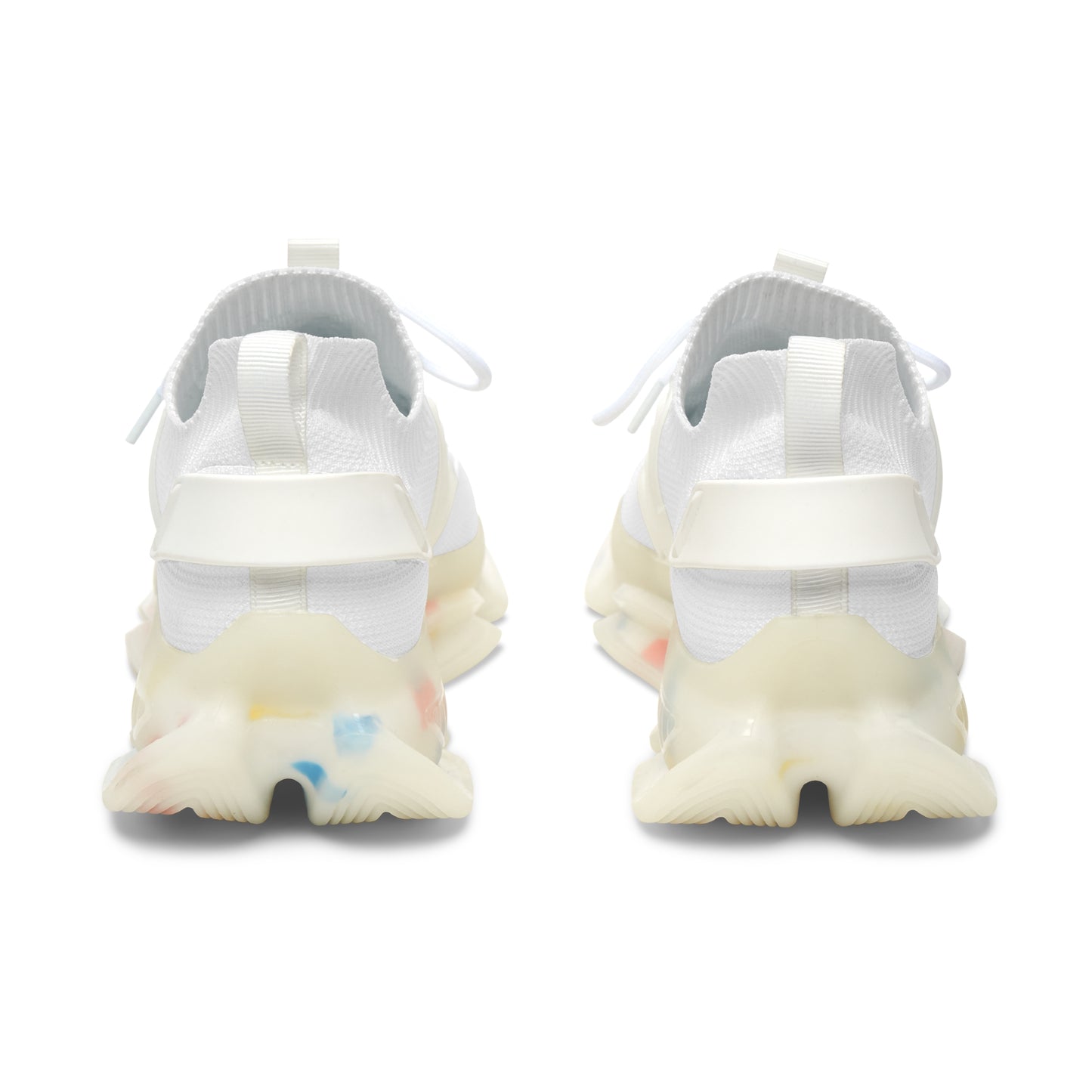 Bluestray Mesh Sneakers — White Knit Trainers with Retro Rocket Patch