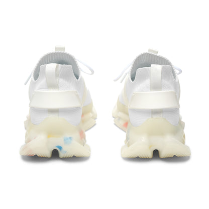 Bluestray Mesh Sneakers — White Knit Trainers with Retro Rocket Patch