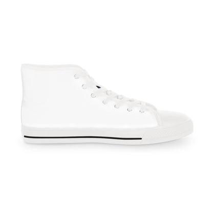 High Top Bluestray Sneakers — Retro Rocket Patch White Canvas Shoes