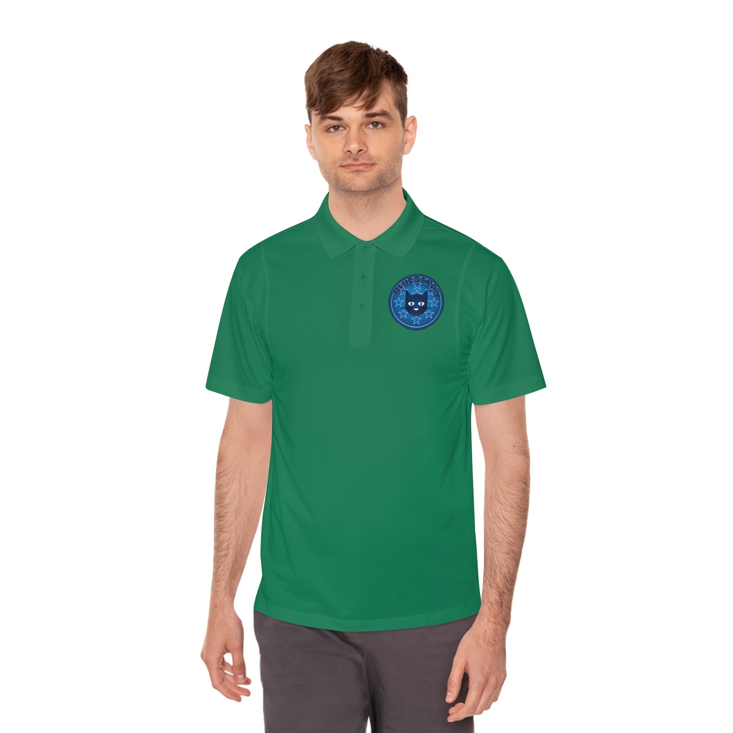 Men's Polo Shirt — Bluestray Galaxy Cat Logo Athletic Golf Shirt