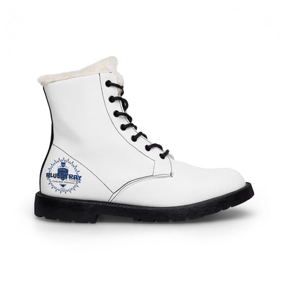 Women’s Fur-Lined Leather Boots — Cozy Winter Combat Style with 'Bluestray' Logo