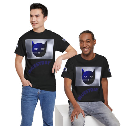 Bluestray Cat Graphic Tee — Retro Blue Cat Design