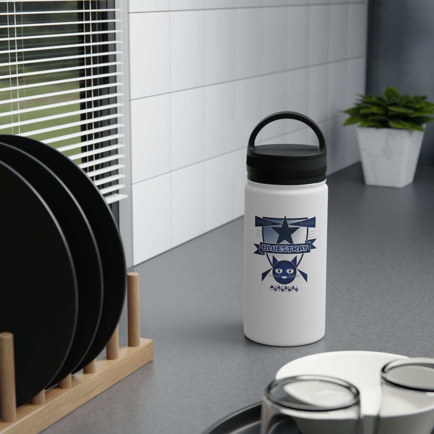 Bluestray Star Cat Stainless Steel Water Bottle — Insulated Travel Bottle with Handle Lid
