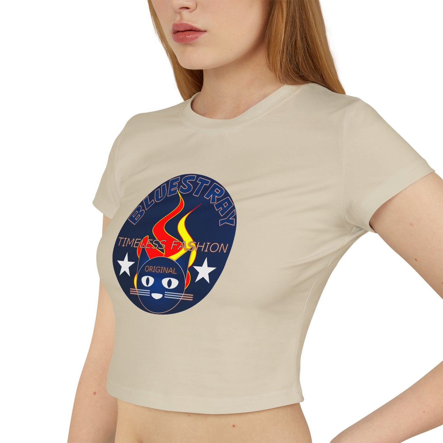 Women’s Baby Tee — Bluestray Flame Cat Logo Crop Top