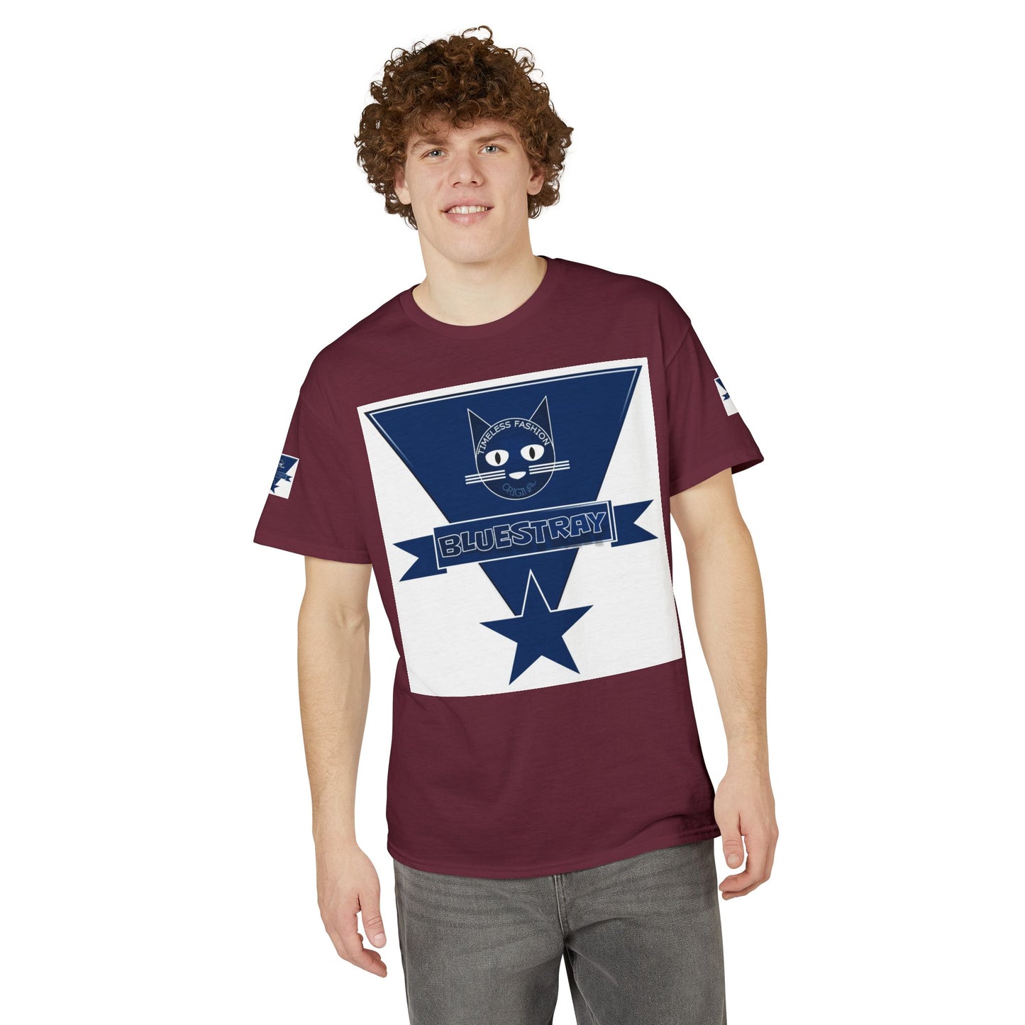 Bluestray Cat Graphic T-Shirt — Retro Star Logo Tee