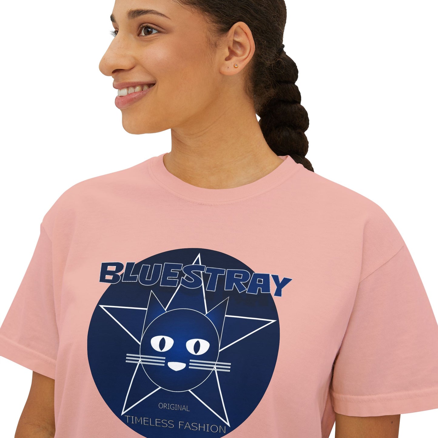 Bluestray Cat Graphic Tee — Women's Boxy Casual Top