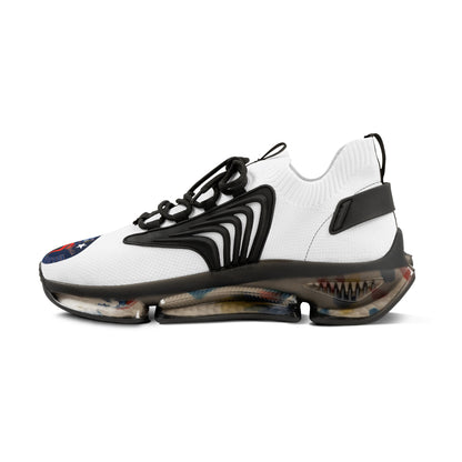 Men's White Mesh Sneakers — Breathable Athletic Shoes with Bluestray Flame Patch