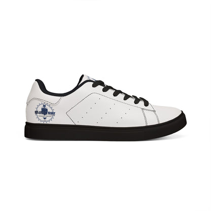 Bluestray Leather Low-Top Sneakers — Classic White Casual Shoes with Subtle Crest Accent