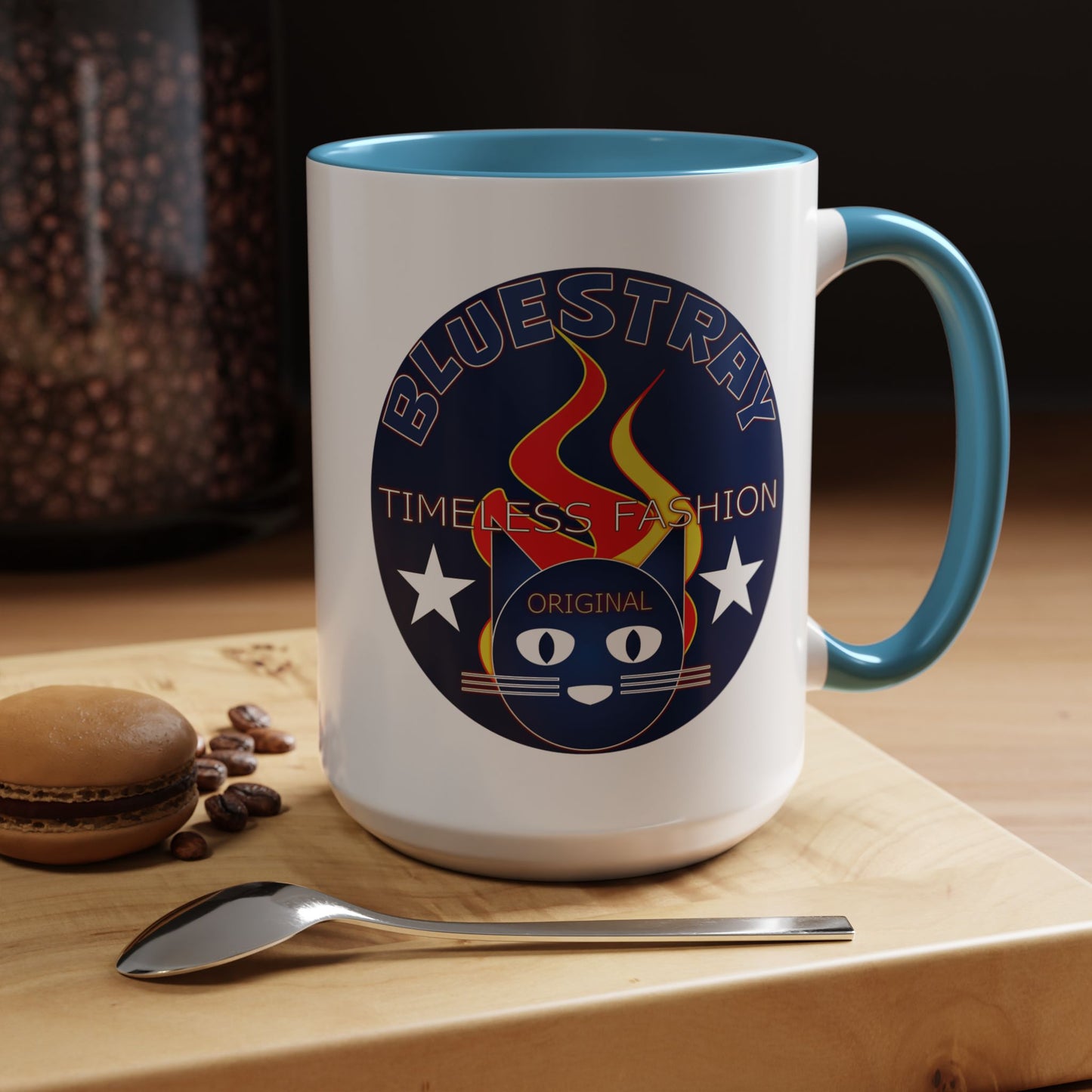 Bluestray Timeless Fashion Accent Coffee Mug — Retro Cat Logo 11/15oz