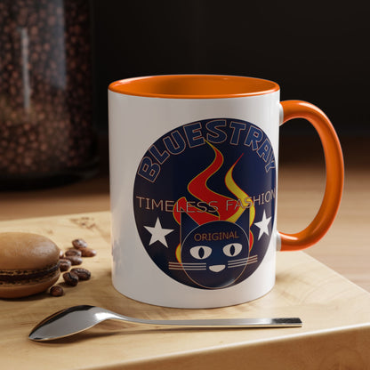 Bluestray Timeless Fashion Accent Coffee Mug — Retro Cat Logo 11/15oz