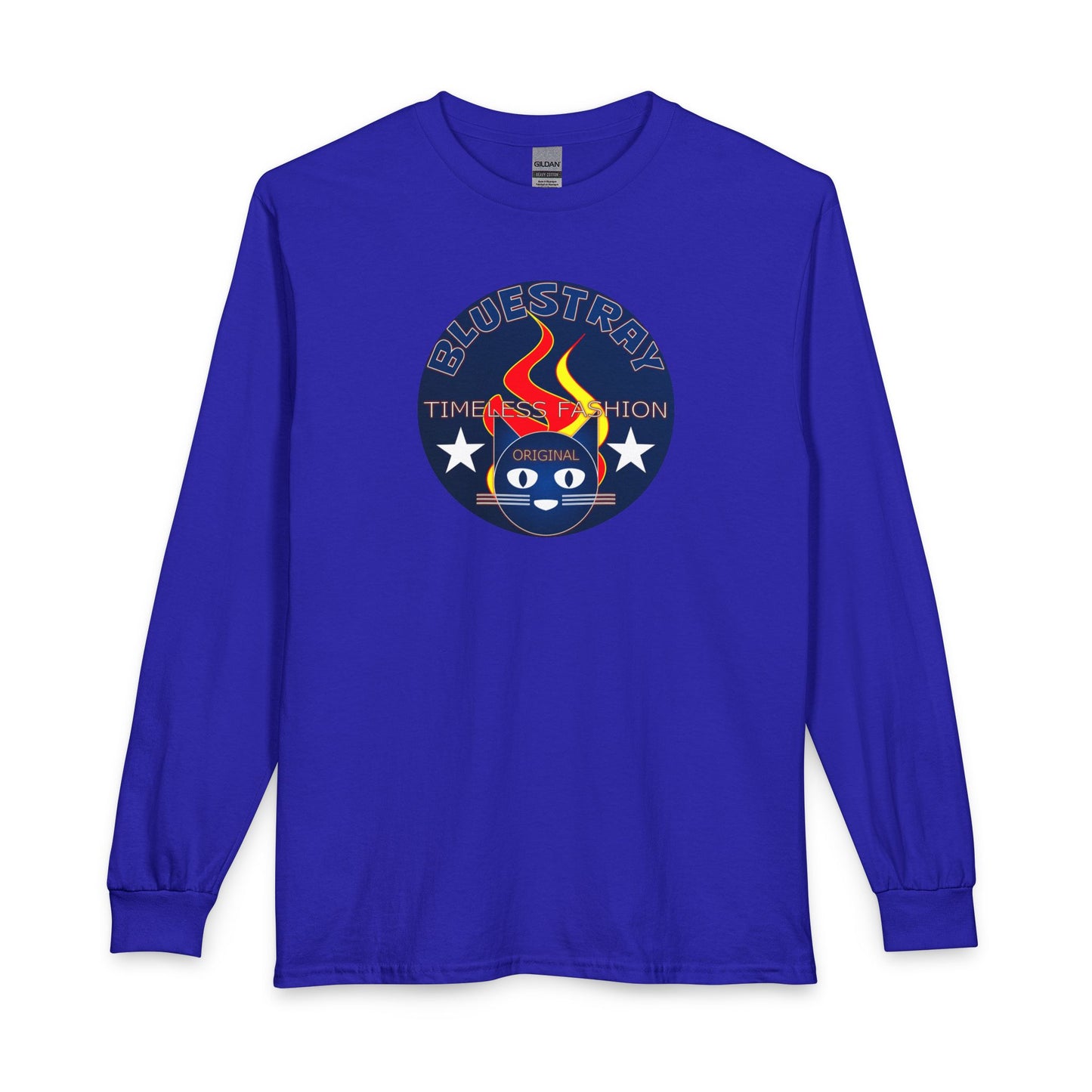 Equestrian Bluestray Time & Fashion Long Sleeve Tee — Flame Horse Logo