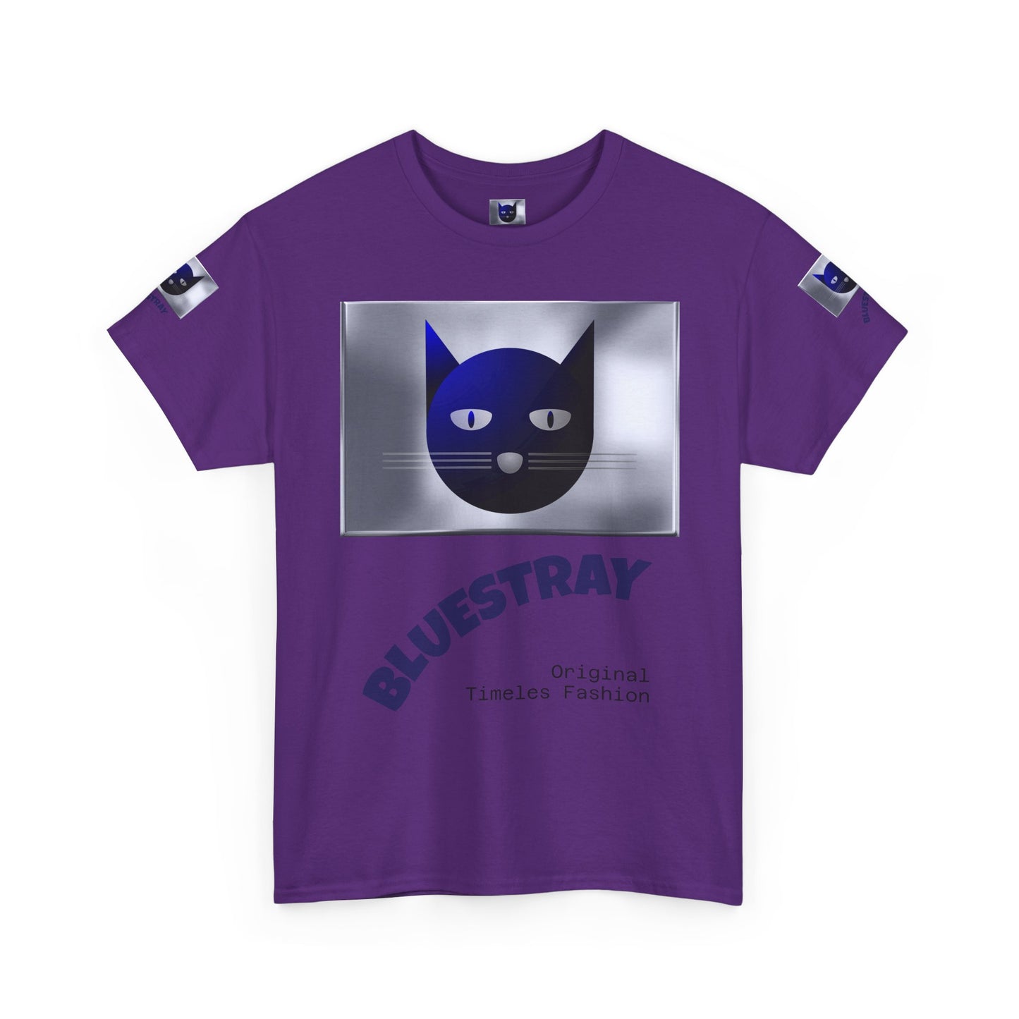 Bluestray Cat Graphic Tee — Retro Blue Cat Design
