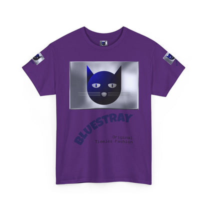 Bluestray Cat Graphic Tee — Retro Blue Cat Design