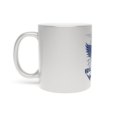 Bluestray Metallic Mug — Retro Winged Cat Silver/Gold Travel Coffee Cup