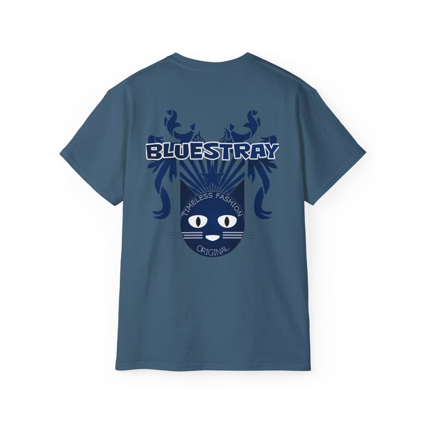 Bluestray Cat Graphic Tee — Retro Nautical Cat Design
