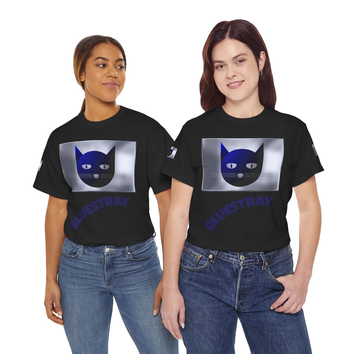 Bluestray Cat Graphic Tee — Retro Blue Cat Design