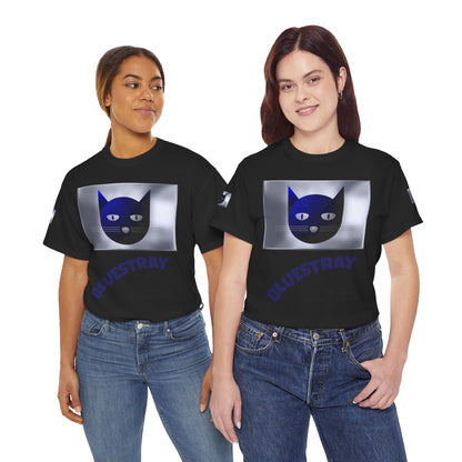 Bluestray Cat Graphic Tee — Retro Blue Cat Design
