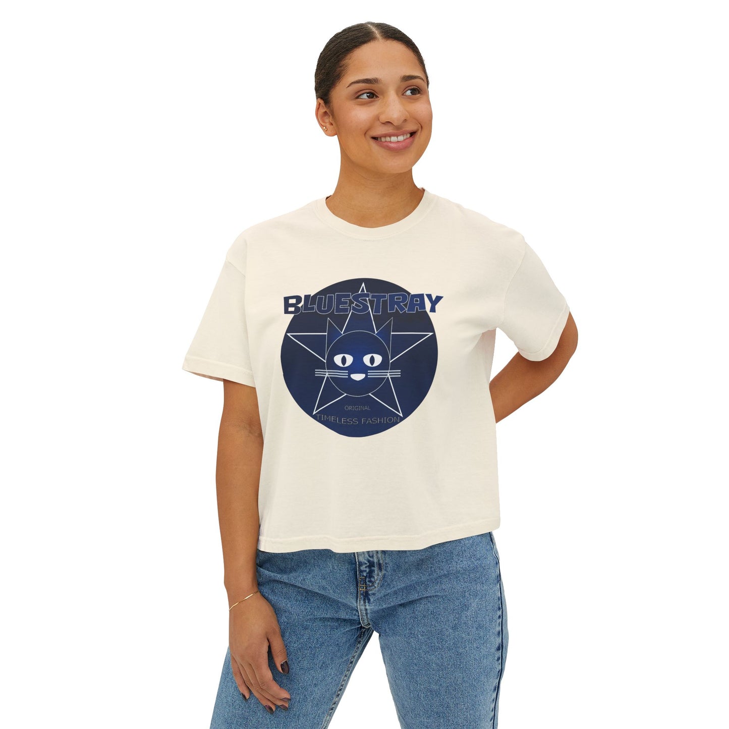 Bluestray Cat Graphic Tee — Women's Boxy Casual Top