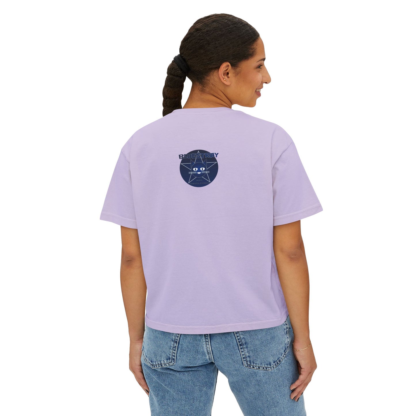 Bluestray Cat Graphic Tee — Women's Boxy Casual Top