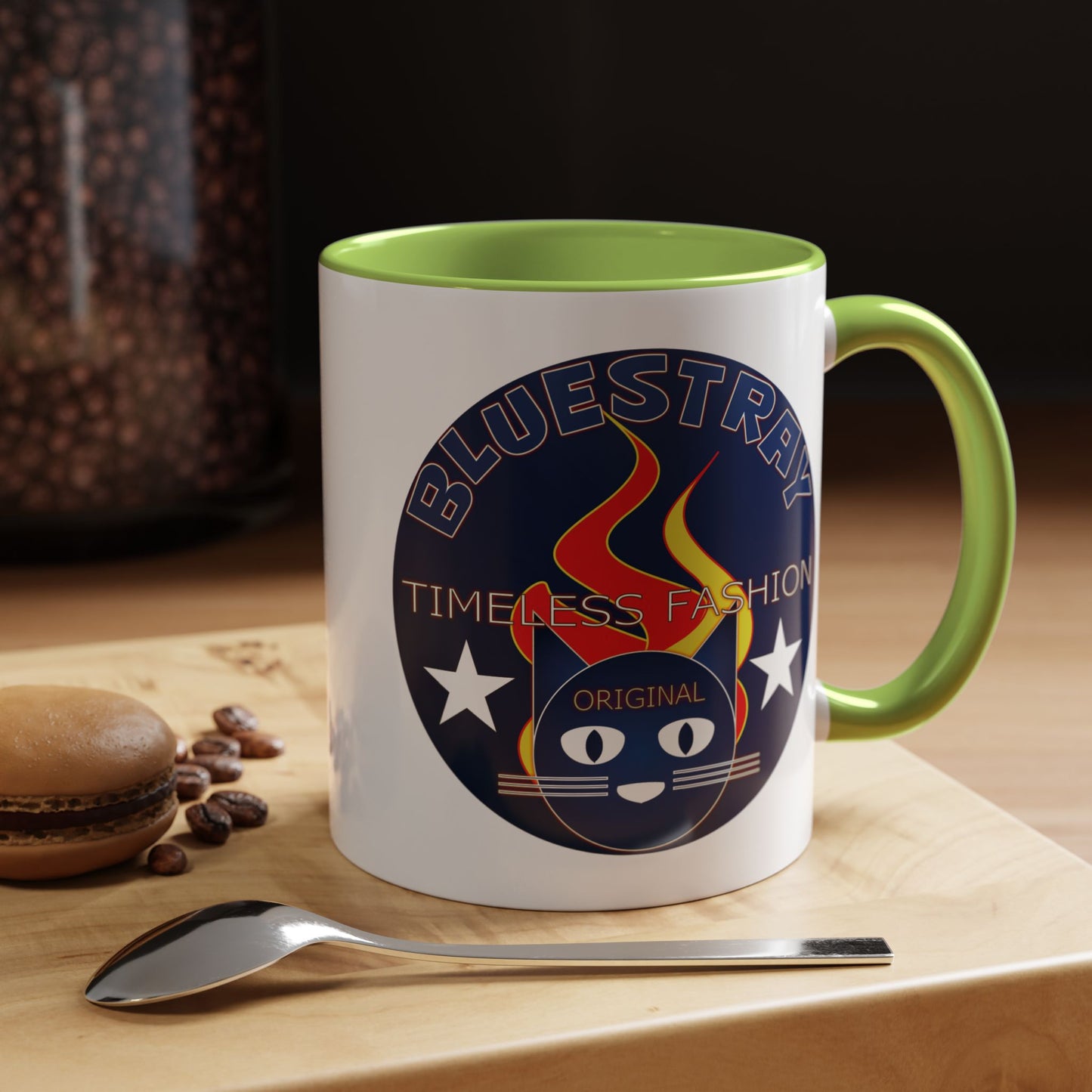 Bluestray Timeless Fashion Accent Coffee Mug — Retro Cat Logo 11/15oz