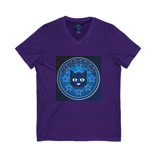 Bluestray Cat V-Neck Tee — Retro Night Sky Cat Graphic Shirt