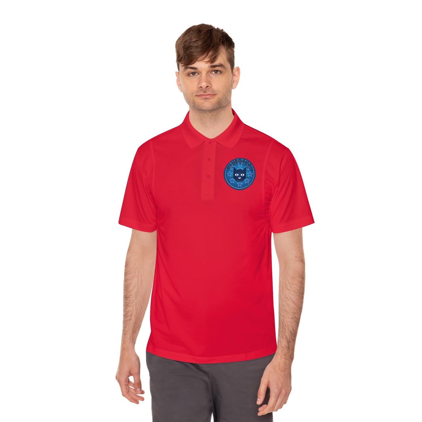 Men's Polo Shirt — Bluestray Galaxy Cat Logo Athletic Golf Shirt