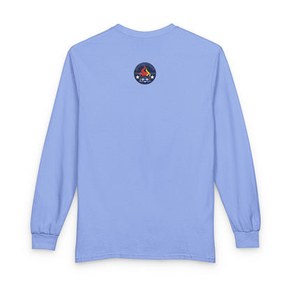 Equestrian Bluestray Time & Fashion Long Sleeve Tee — Flame Horse Logo