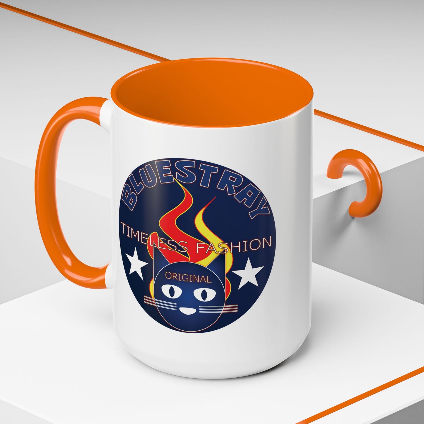 Bluestray Timeless Fashion Accent Coffee Mug — Retro Cat Logo 11/15oz