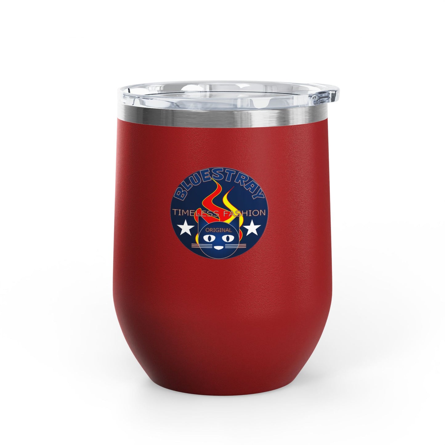 12oz Wine Tumbler — Fire & Flag Bluestray Logo Stainless Insulated Wine Cup many Colors