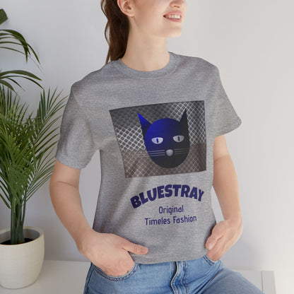Bluestray Cat Graphic T-Shirt — Retro Blue Cat Logo Tee