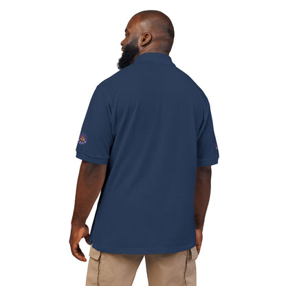 Embroidered Campfire Badge Polo — Outdoor Adventure Bluestray Logo Shirt