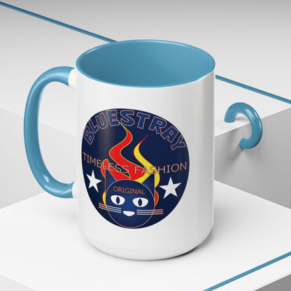 Bluestray Timeless Fashion Accent Coffee Mug — Retro Cat Logo 11/15oz