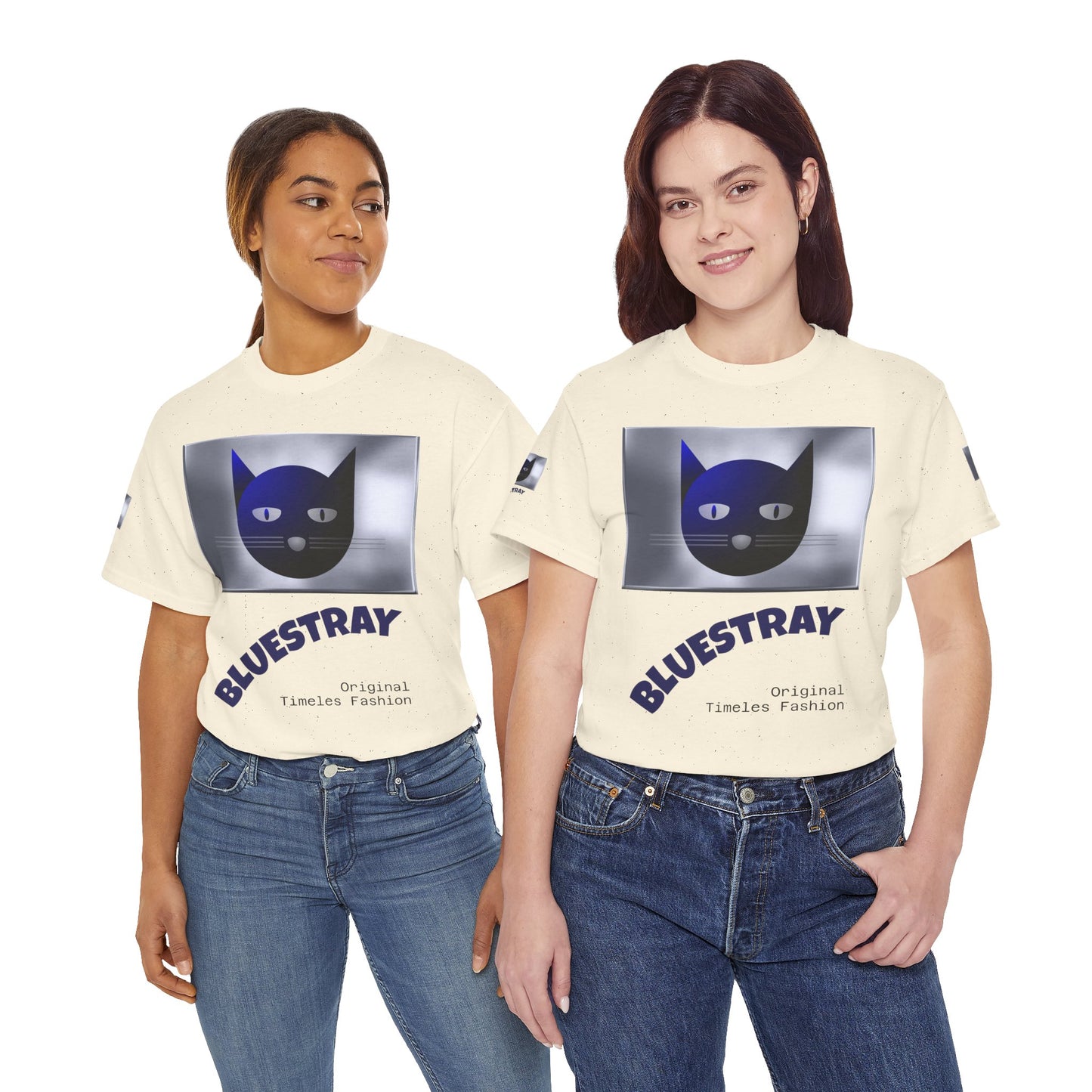 Bluestray Cat Graphic Tee — Retro Blue Cat Design